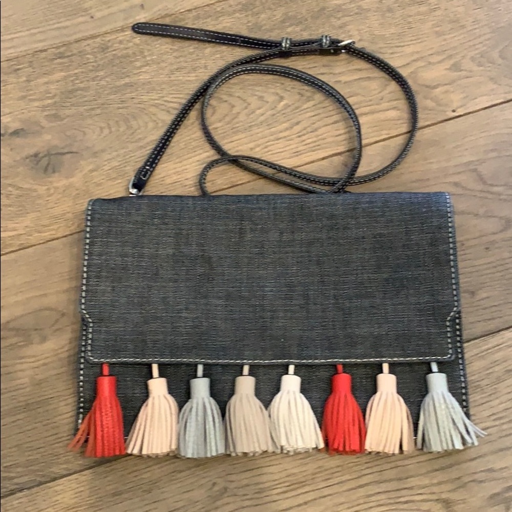 Rebecca Minkoff Sophia Denim/Leather Clutch Bag